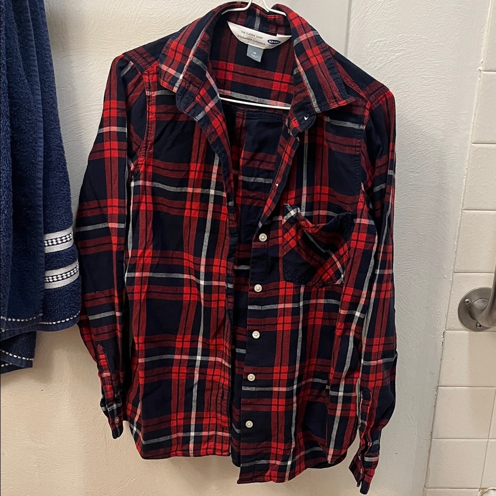 Old Navy Red and Black Plaid Casual Shirt